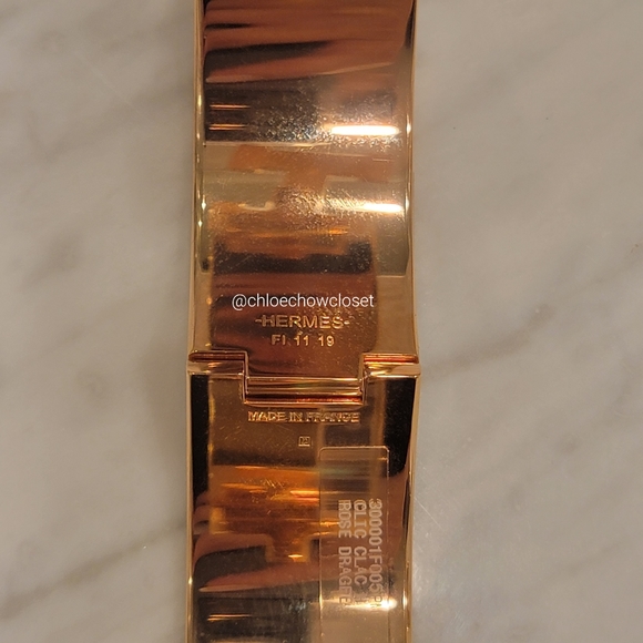 HERMES CLIC CLAC H ROSE GOLD ENAMEL BRACELET PM 31 (ROSE DRAGEE) - Picture 7 of 7